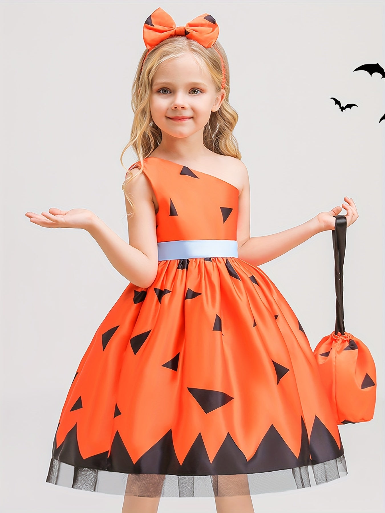 Girl's Halloween Costume Dress & Bag Set Cartoon Pattern A Line Dress