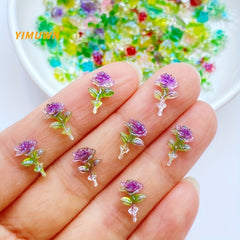 100Pcs Mini 7 11mm Roses Resin Scrapbooking DIY Jewelry Craft Decoration