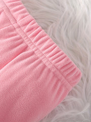 Infant Baby Girls Fleece Leopard Print Pants Elastic Waist Casual Trousers