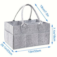 Portable Felt Diaper Caddy Organizer - Baby Storage Bag with Leather Handles