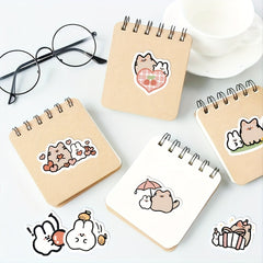 60pcs Little Rabbit Kitten Series Waterproof Sticker DIY Creative Sticker