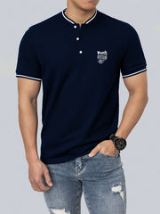 Men's Punk Skull Graphic Shirt Casual Button Up Polo Shirt for Summer