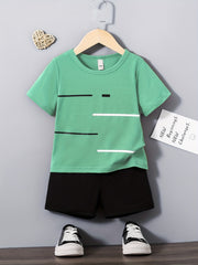 Boys Short Sleeve T shirt & Shorts Set Casual Kids Clothes