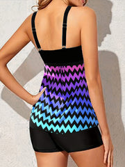 Wavy Striped Tankini Set - Two Pieces Swimsuit