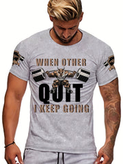 Men's Bull Weightlifting Print Sports T-Shirt for Summer