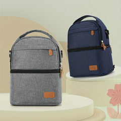 Deluxe Insulated Double Deck Lunch Box Bag for Adults Work Office & Picnics