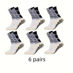 6 Pairs Men's Mid Crew Sport Socks Sweat-absorbing Comfy Breathable Socks
