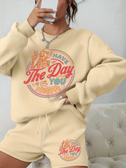 Women's Halloween Graphic Sweatshirt & Shorts Set