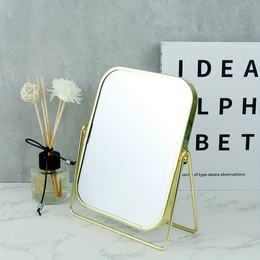 Square Metal Makeup Mirror Double Sided Vanity Mirror Vintage Cosmetic Mirror