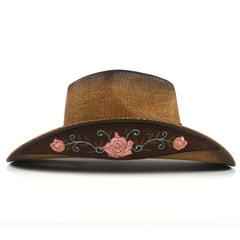 Vintage Embroidery Flower Hatband Boho Straw Hat