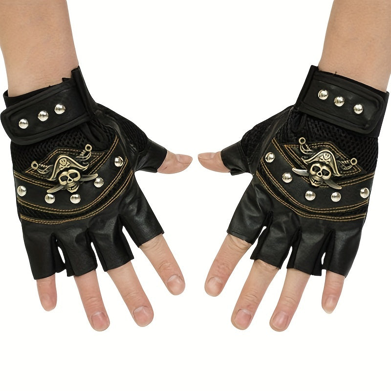 Half Finger Pirate Skull Outdoor Mountaineering Gloves