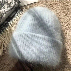 Solid Plush Beanie Warm Knitted Skull Cap Ear Protection Knit Hat
