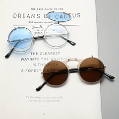Metal Steampunk Dual Use Sunglasses with Small Round Frame