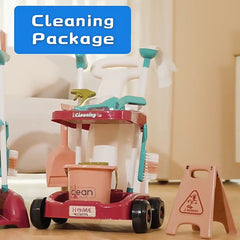 Kids' Cleaning Toy Set with Cart and Bucket