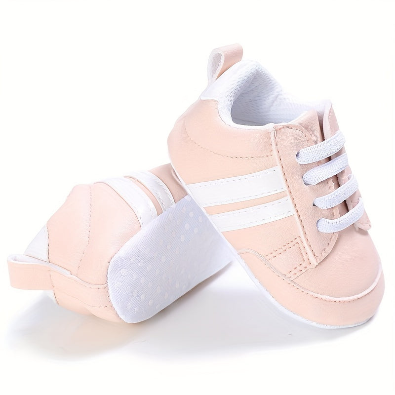 Striped Crib Shoes for Baby Boys & Girls Lightweight Non Slip First Walkers