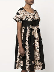 Tropical Print Short Sleeve Dress
