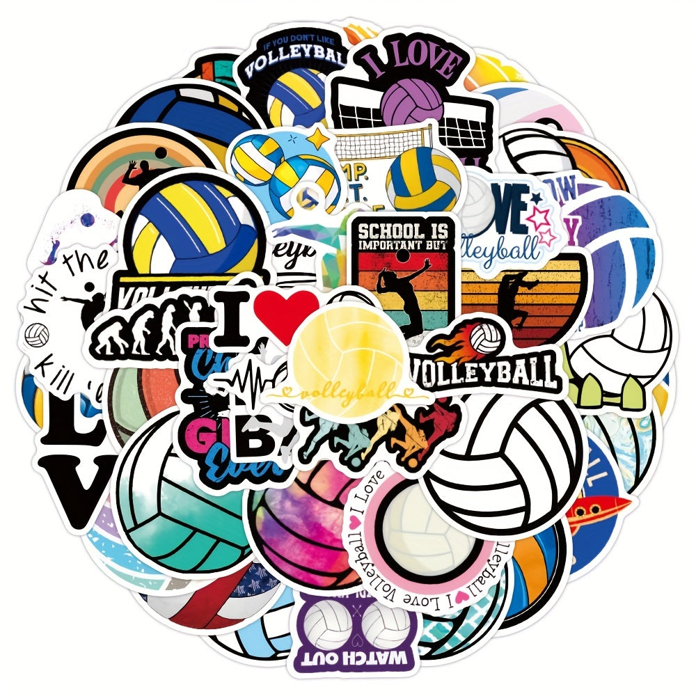 50pcs Volleyball Waterproof Doodle Stickers for Laptop Water Bottle Bike Guitar