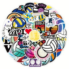 50pcs Volleyball Waterproof Doodle Stickers for Laptop Water Bottle Bike Guitar