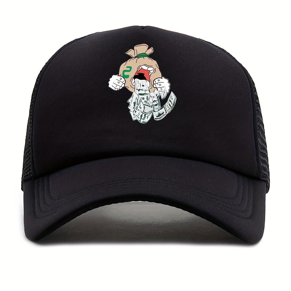 Unisex Breathable Adjustable Baseball Cap with Cartoon Embroidery
