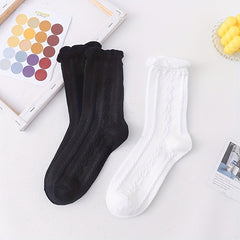 2 Pairs Girls Kids Versatile Socks Casual Crew Socks For Autumn Winter