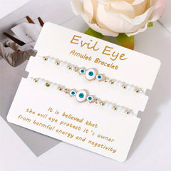 2pcs Funky Eye Round Beads Bracelet Jewelry for Men Women