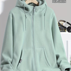Fleece Jacket Plus Velvet Warm Zipper Hooded Women's Casual Jacket