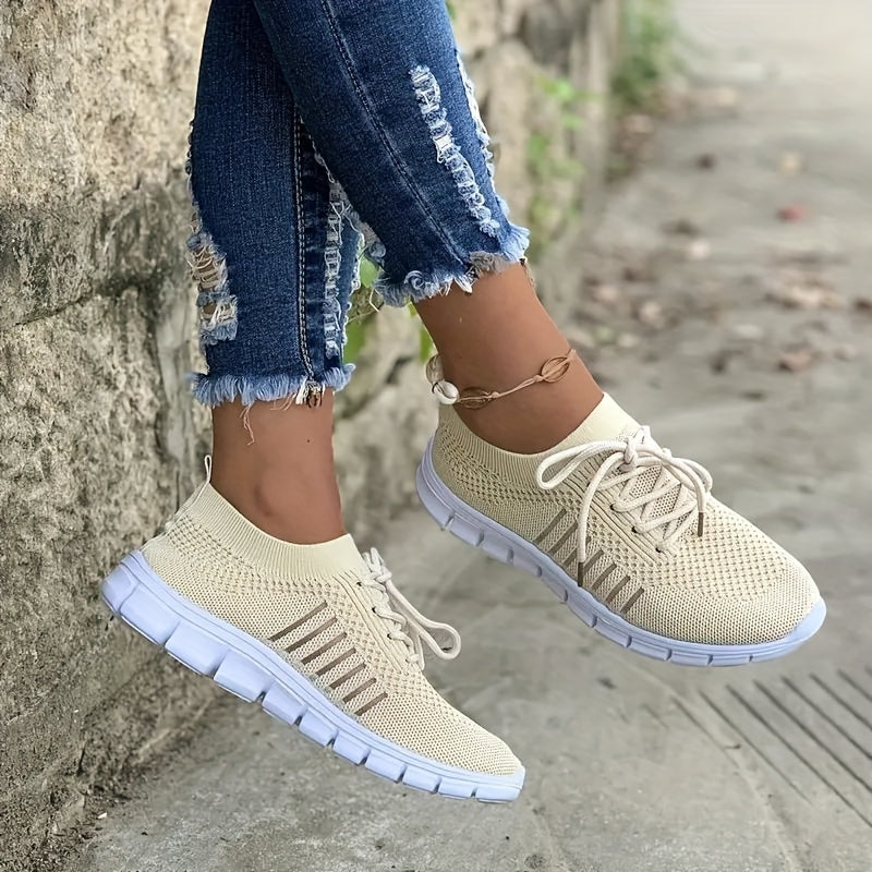 Women's Lace Up Sock Sneakers Low Top Running Shoes