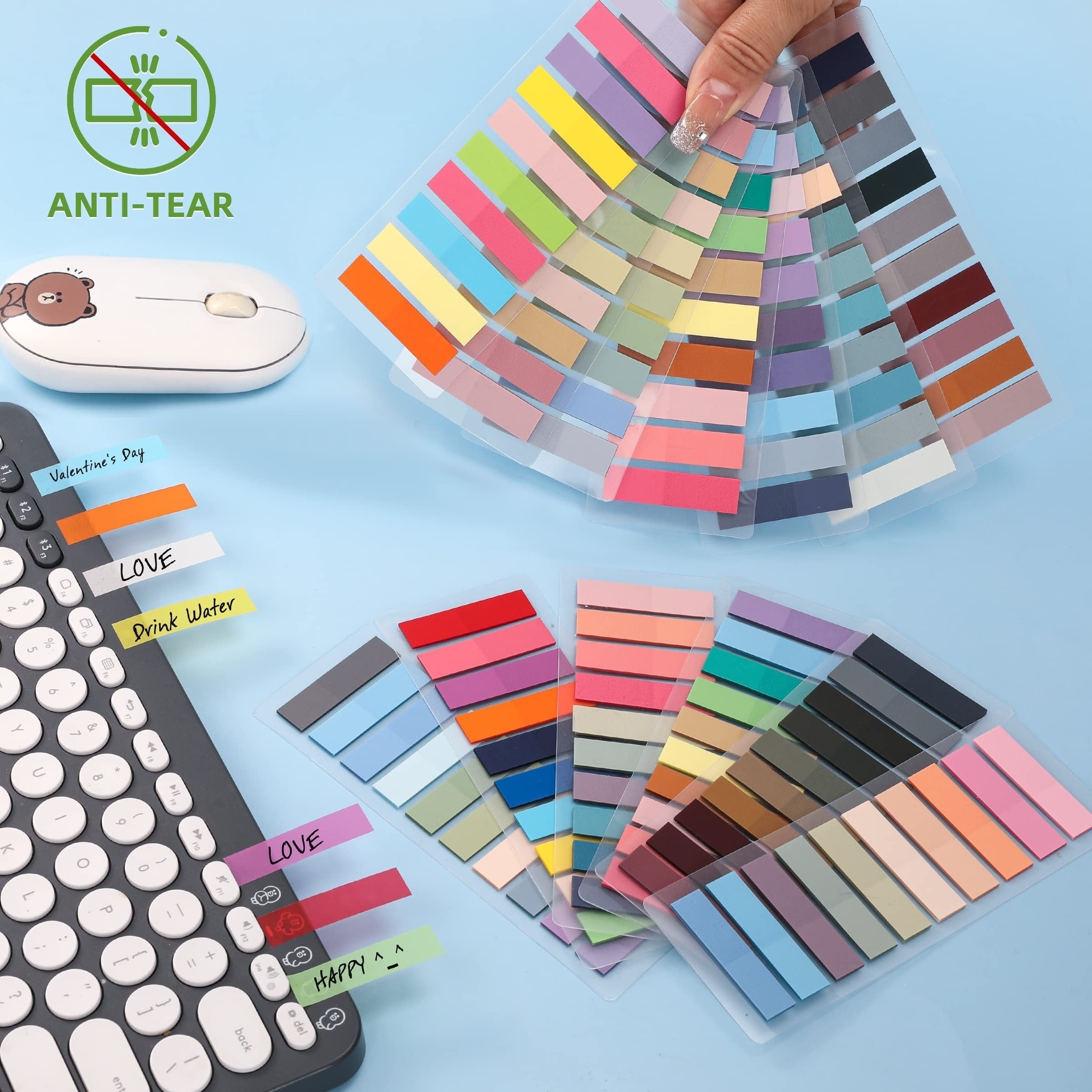 2400pcs Sticky Tabs Book Markers Translucent Book Flags Strip