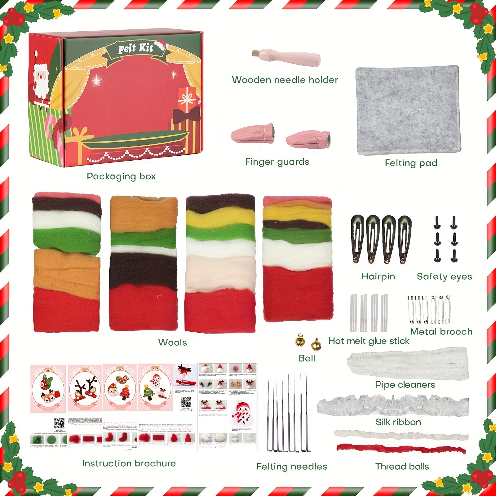 10pcs Wool Needle Felting Kit with English Instruction for Beginner