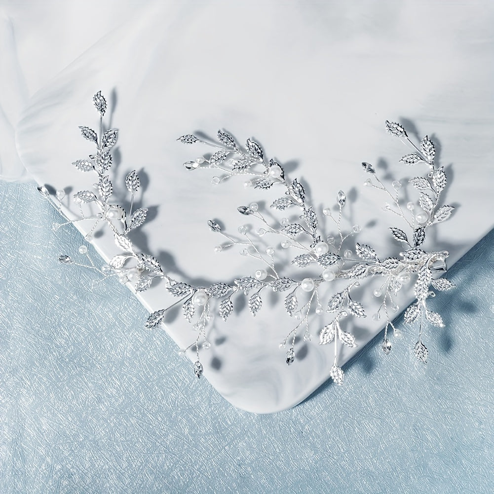 Leaf & Faux Pearl Hair Clip Bridal Wedding Headwear Hair Styling Accessory
