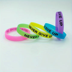 2pcs Never Give Up Glowing Silicone Bracelets