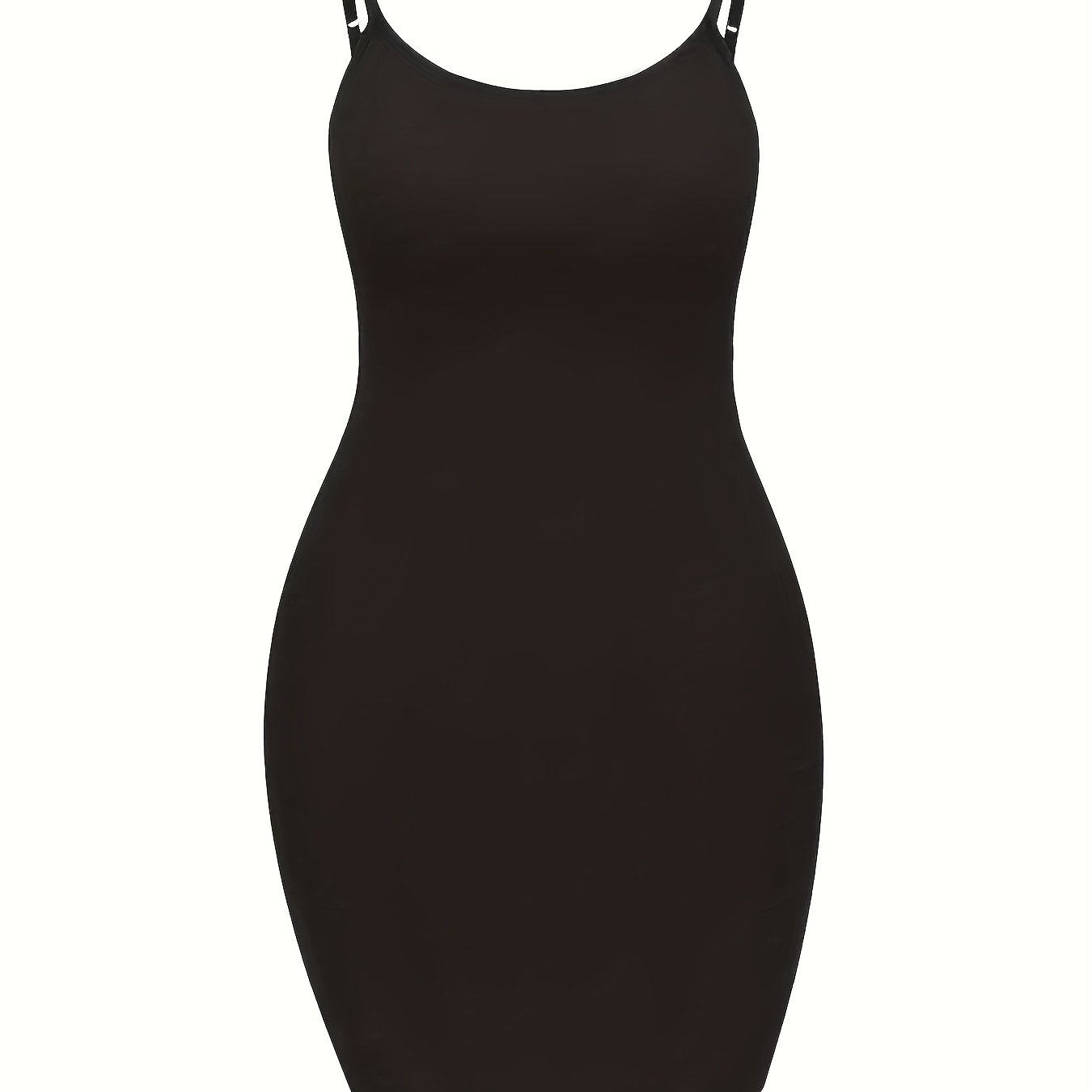 Solid Scoop Neck Spaghetti Strap Body Con Cami Dress