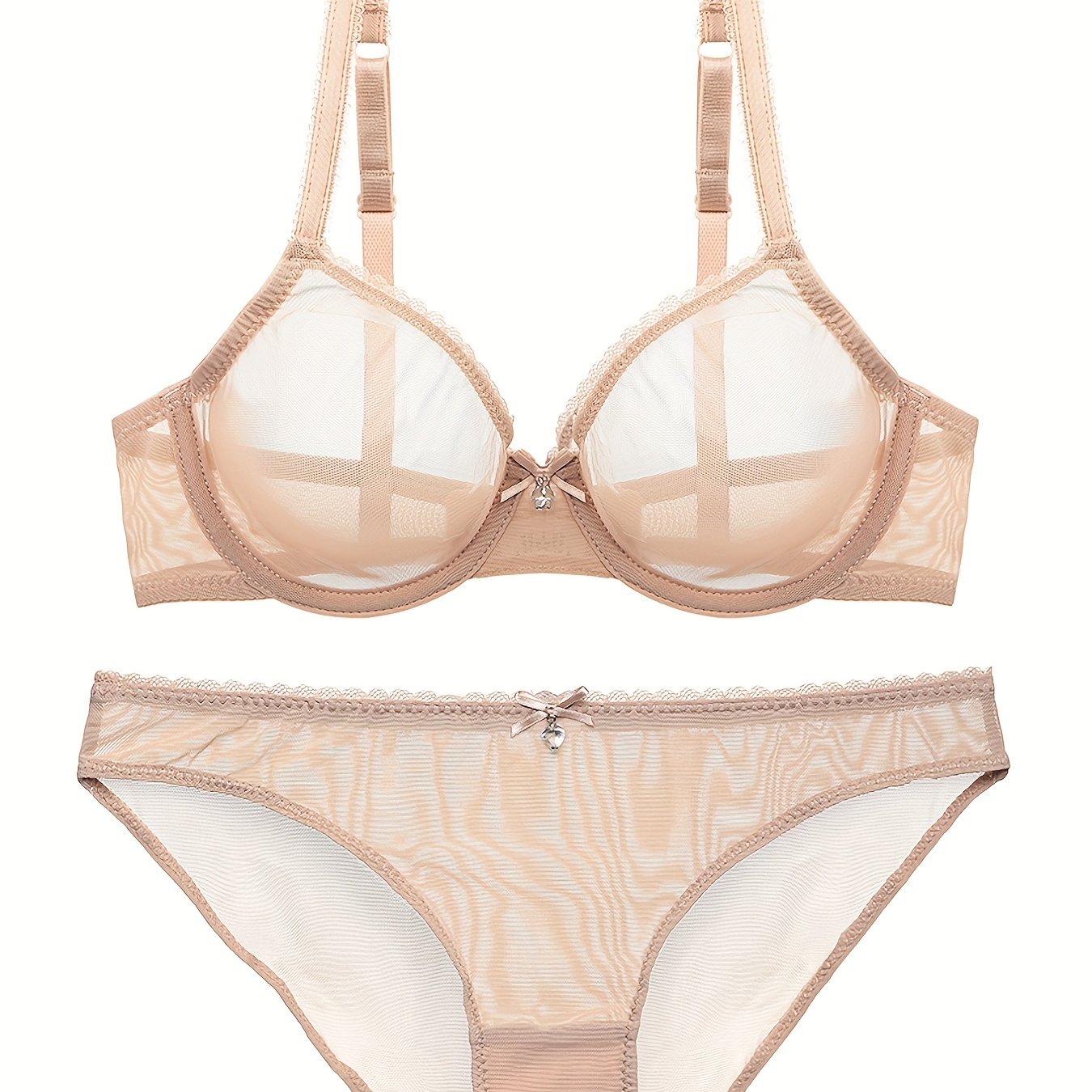 Push Up Lace Mesh Bra & Panties Lingerie Set
