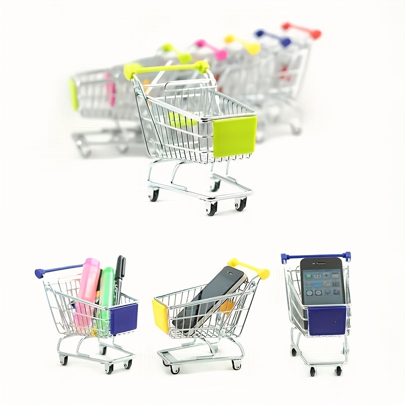 Mini Shopping Cart Decor Small Cosmetic Storage Supermarket Handcart Mini Cart