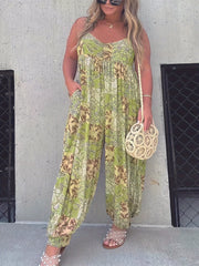Boho Plus Size V Neck Cami Jumpsuit