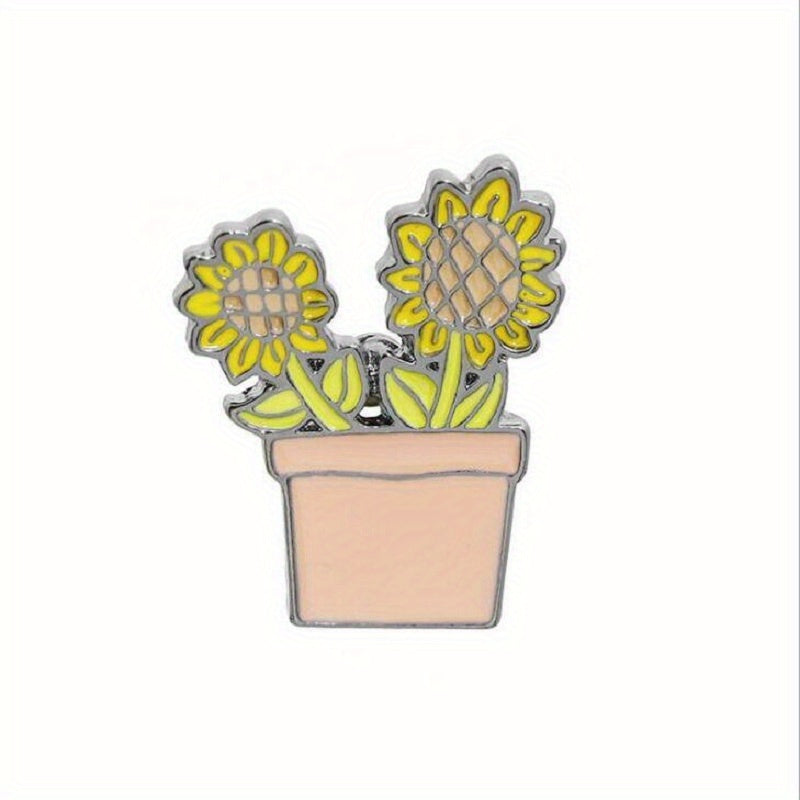 Green Plant Dripping Alloy Brooch Flower Grass Succulent Potted Badge