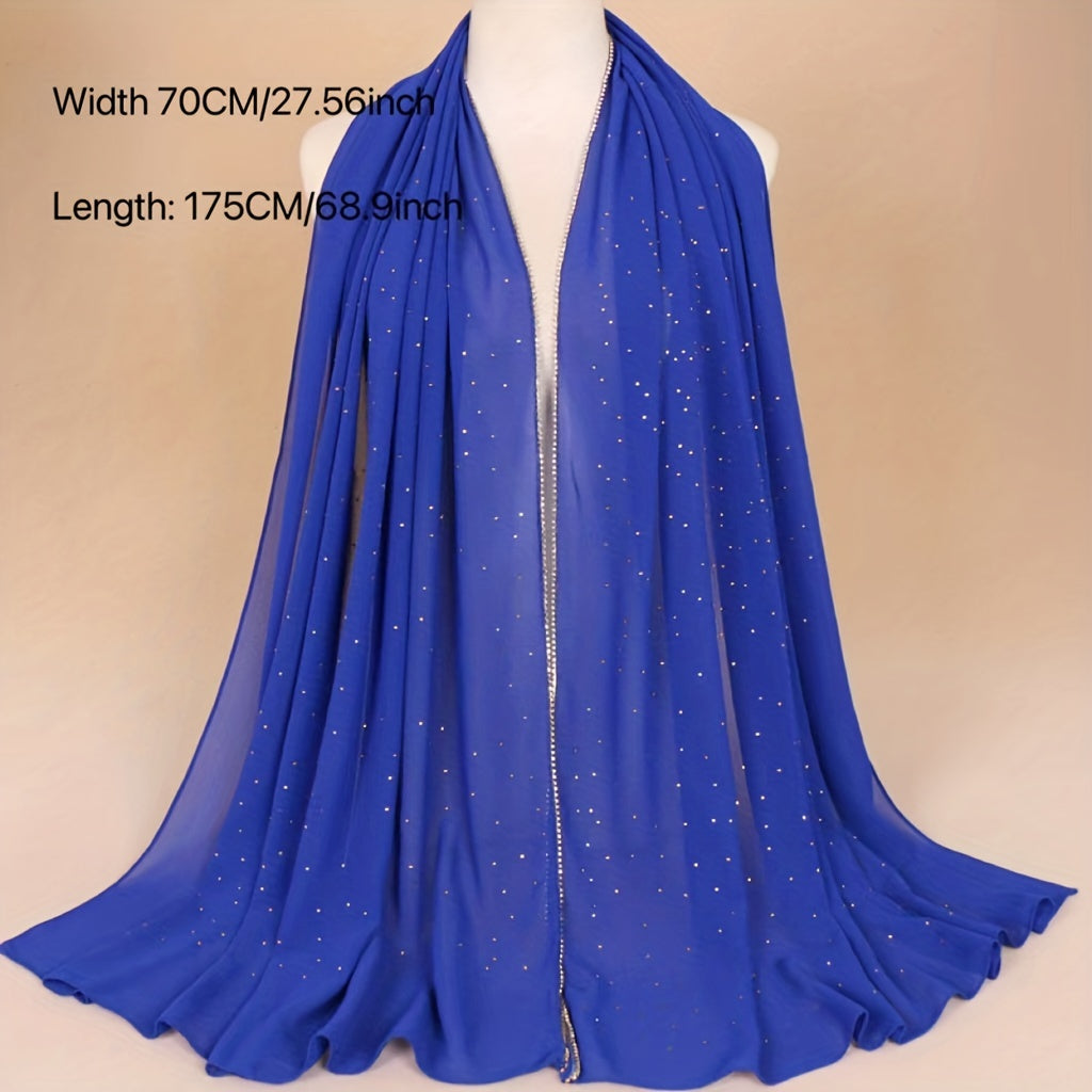 Hot Drill Chain Chiffon Thin Breathable Sunscreen Bandana Gypsophila Scarf