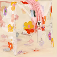 Floral Print Makeup Bag Zipper Waterproof Travel Toiletry Accessories Organizer