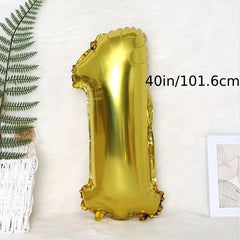 40 Inch Light Golden 0 9 Number Birthday Party Balloons Set