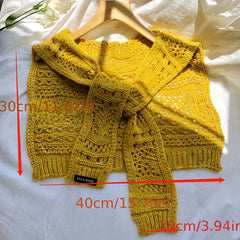 Vintage Hollow Out Knitted Shawl Long Sleeve Cape