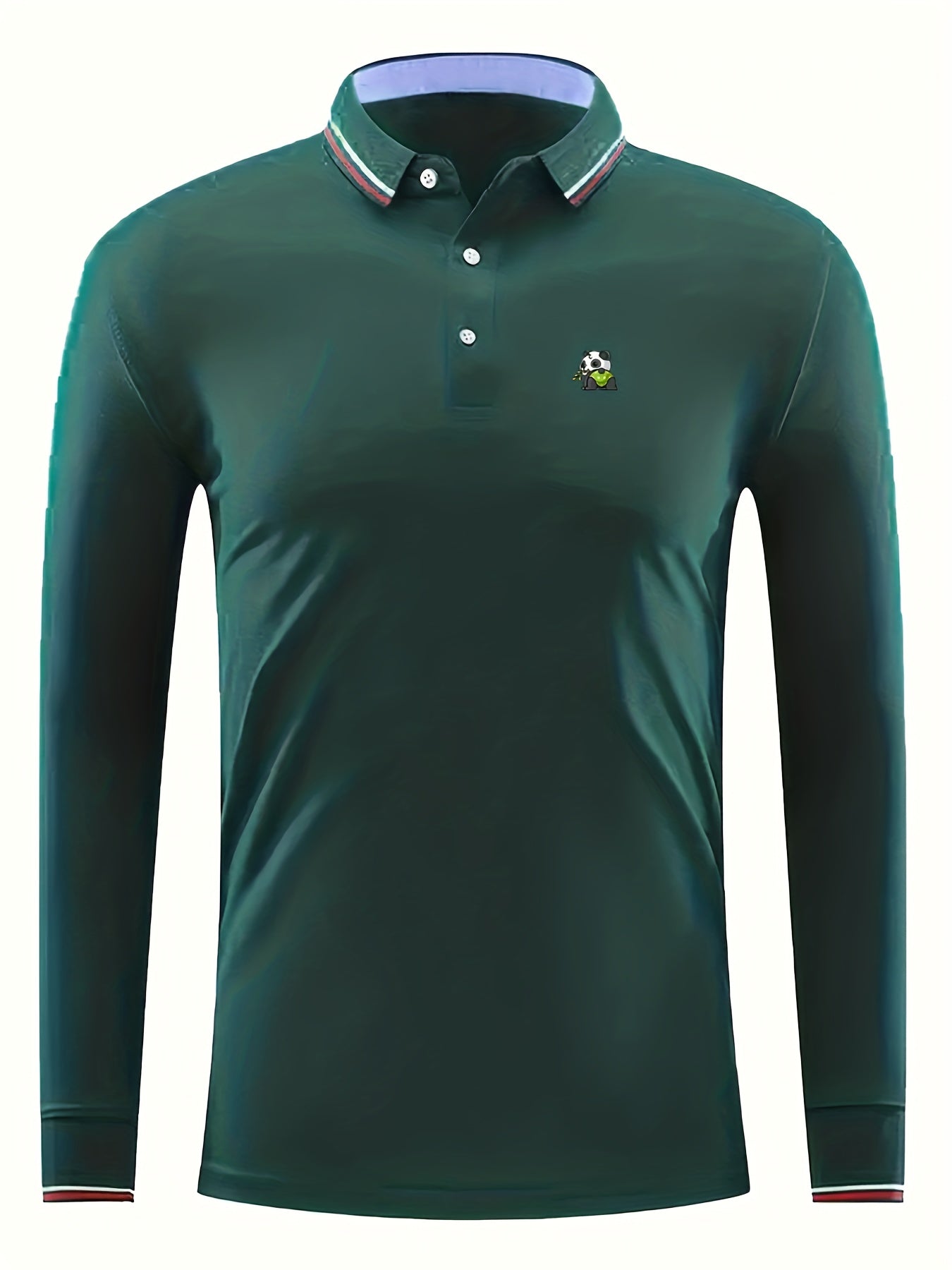 Men's Vintage Panda Graphic Polo Shirt Casual Slightly Stretch Lapel Button Up P