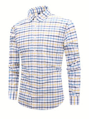 Plaid Print Casual Long Sleeve Shirt for Men