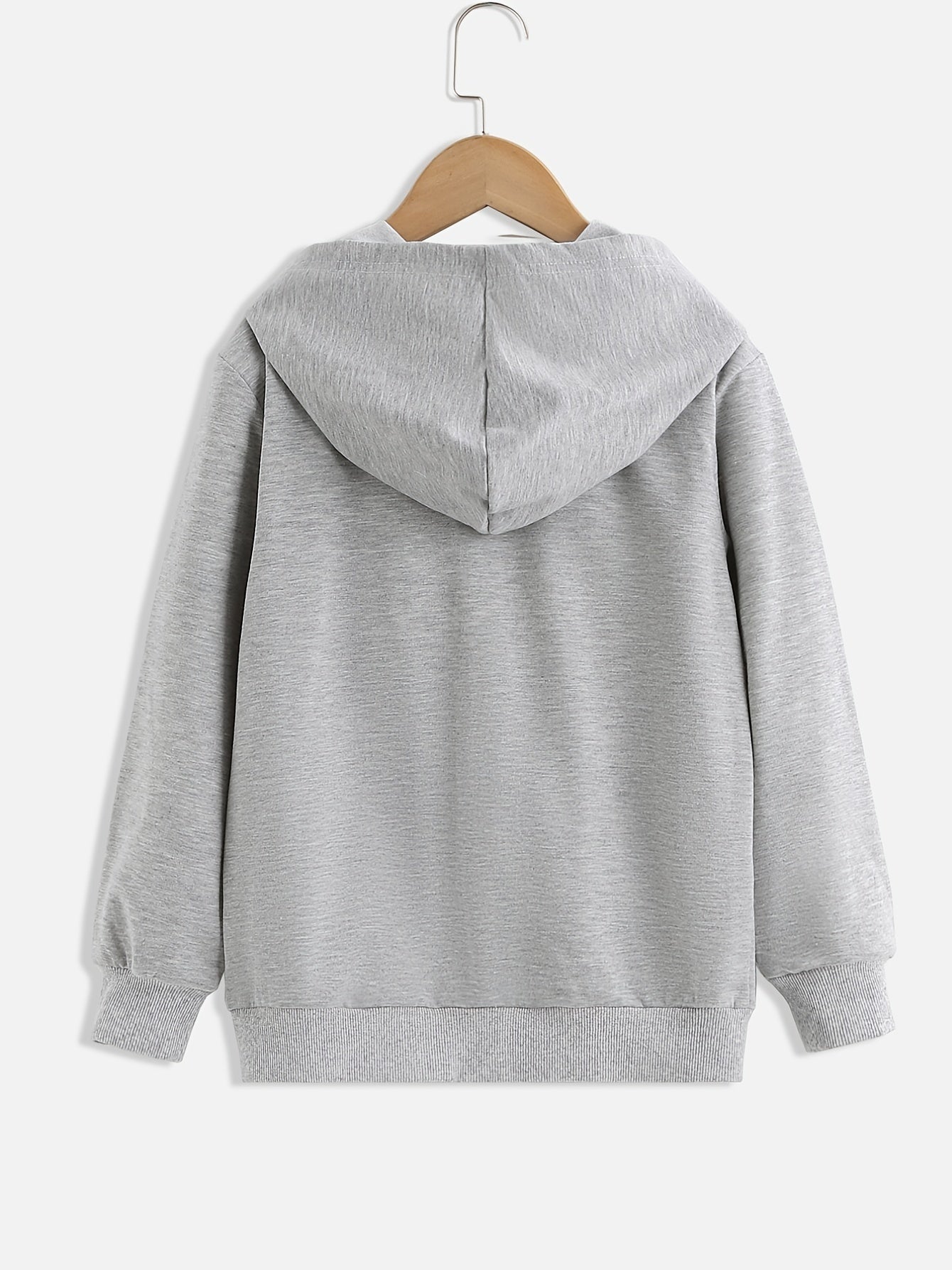 Girls Heart Print Hooded Sweatshirt Jacket with Zipper