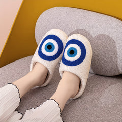 Women's Cozy Graphic Slippers, Warm Closed Toe Plush Shoes