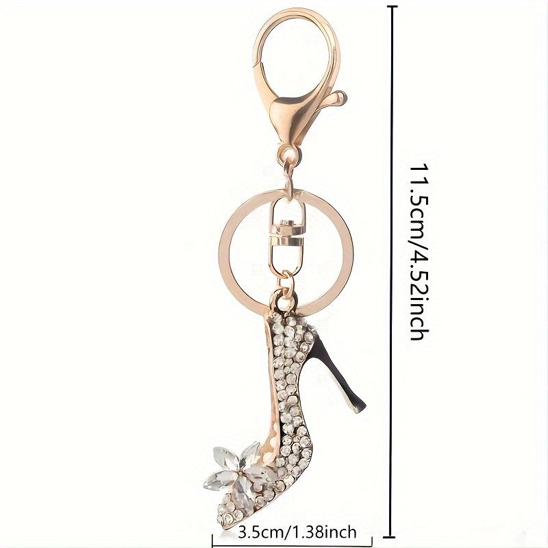 High Heel Shoes Keychain With Rhinestone Decoration