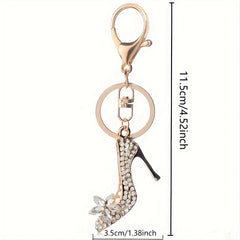 High Heel Shoes Keychain With Rhinestone Decoration