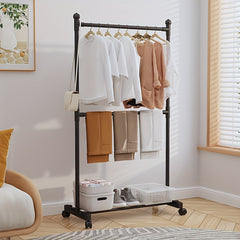 1pc Entrance Coat Rack 2 Rods Shoe Rack with Storage Shelves - Hallway Organizer