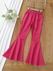 Girls Classic Flared Jeans High Waisted Bell Bottom Pants