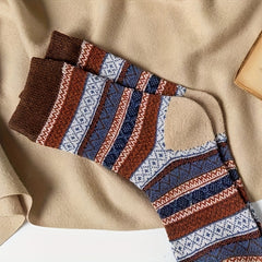 5 Pairs Geometric Pattern Warm Mid Tube Socks Women's Stockings