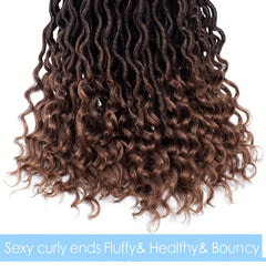 6pk 18in Ombre Long Curly Faux Locs Crochet Hair Deep Wave Braiding Hair